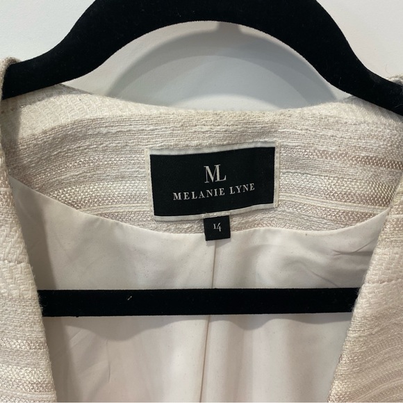 Melanie Lynn White & Cream Summer Jacket 3/4 Sleeves Size 14 - Picture 3 of 6